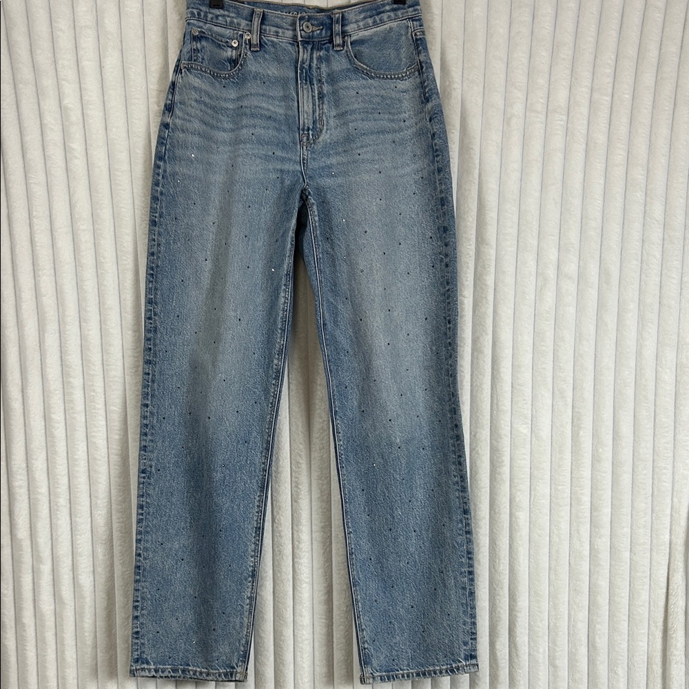 American Eagle Strigid bling Embellish High-Waisted Baggy Straight Jean 2